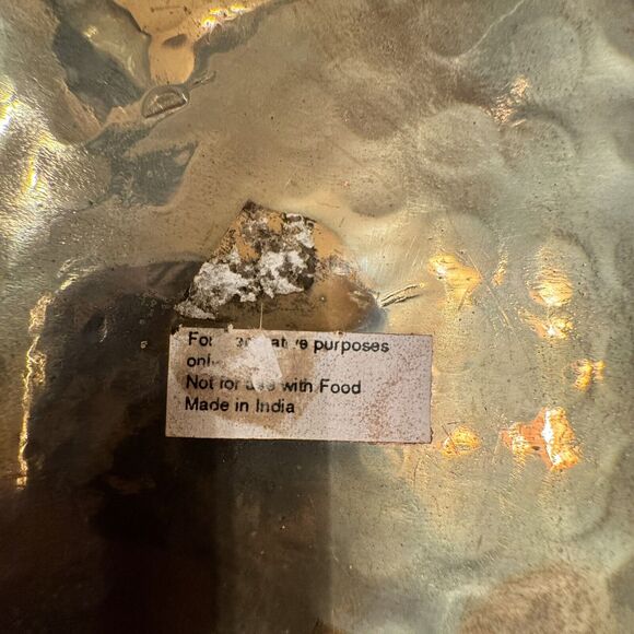 VTG Brass Large 17" Bowl Patina Scalloped Footed Centerpiece Hand Crafted India - Picture 12 of 16